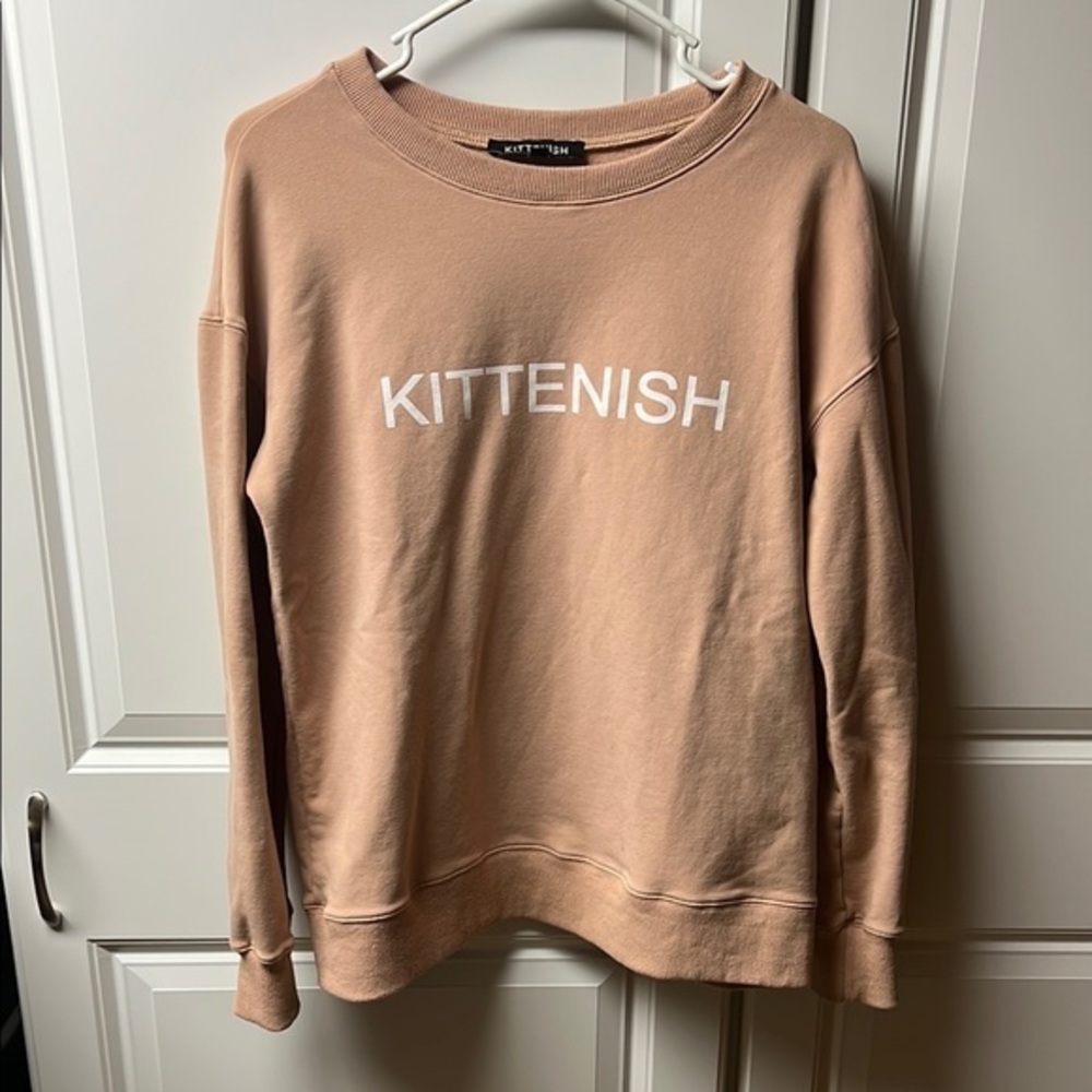 Kittenish Crewneck, Mauve/ Tan, Large, Relaxed Fit